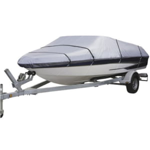 Boat on trailer suitable for storage in a 12x30 open air storage unit